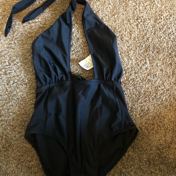 Black plunge swimsuit - Picture 1 of 1